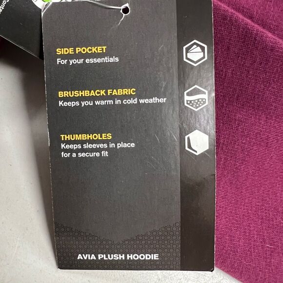 AVIA Plush Hoodie Women’s Size Medium Purple Long Sleeves Thumb Holes NEW‎ - Picture 8 of 11